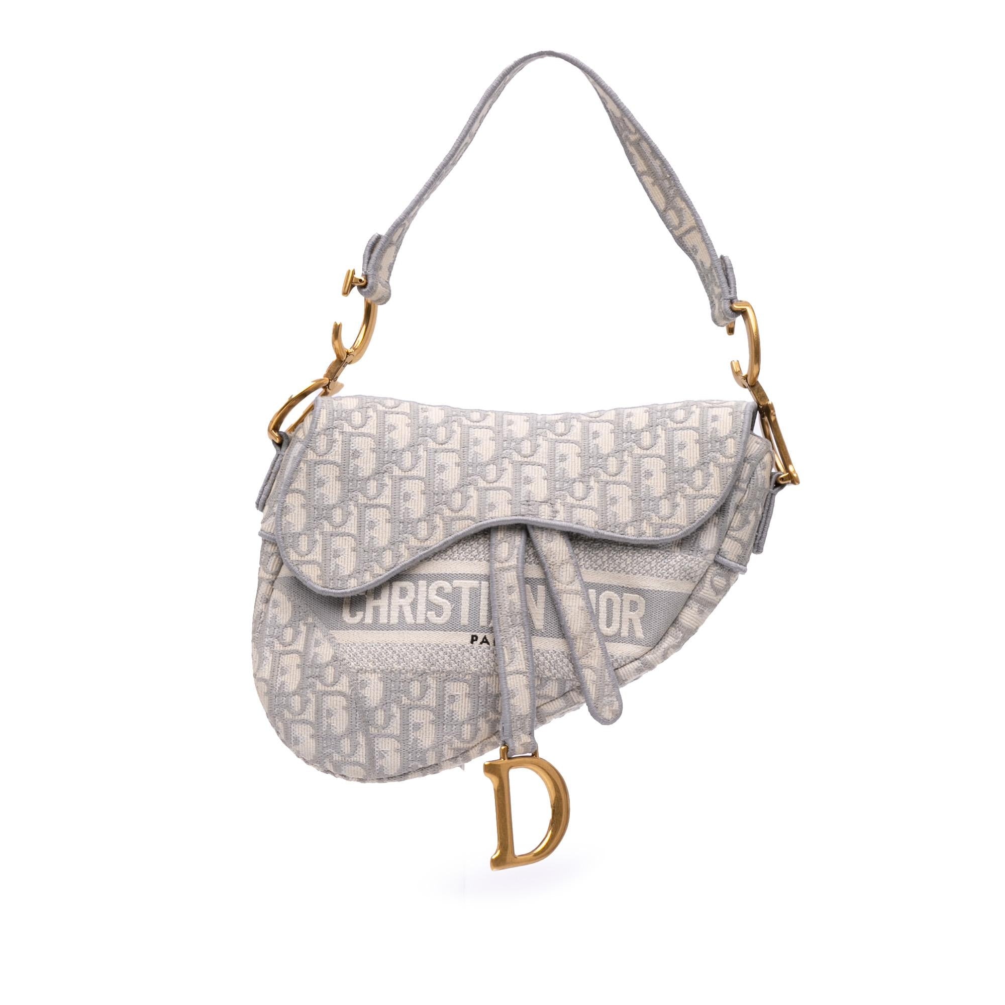 Dior Oblique Embroidered Canvas Saddle Bag