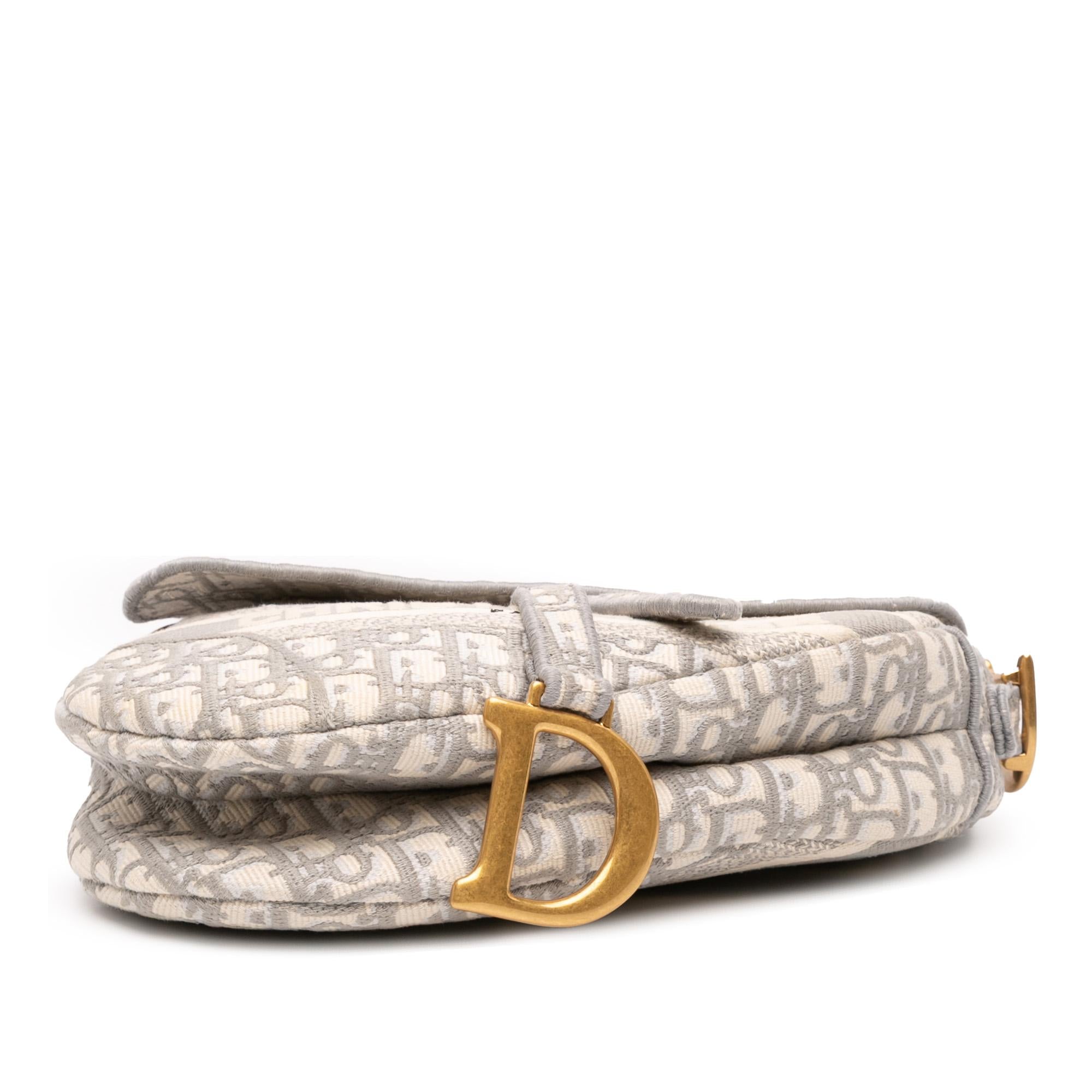 Dior Oblique Embroidered Canvas Saddle Bag