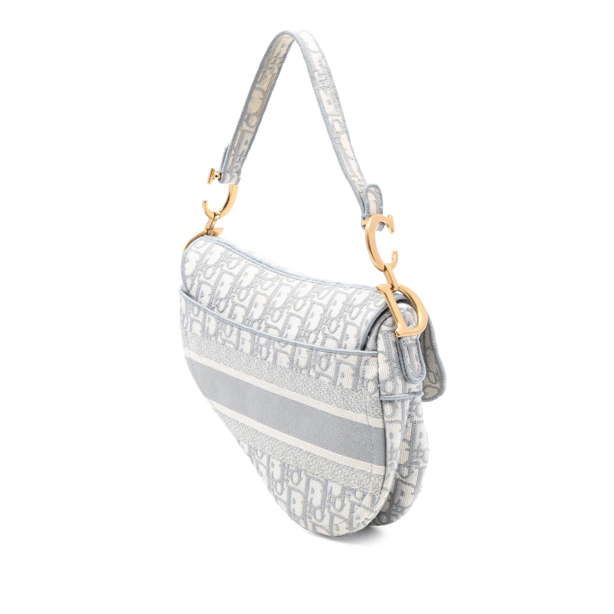Dior Oblique Embroidered Canvas Saddle Bag