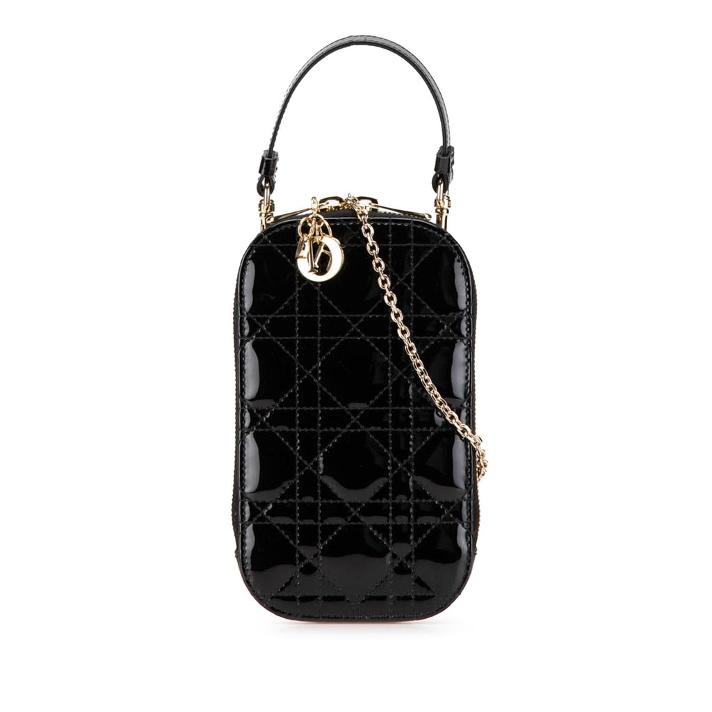 Dior Patent Cannage Lady Dior Call'in Phone Holder