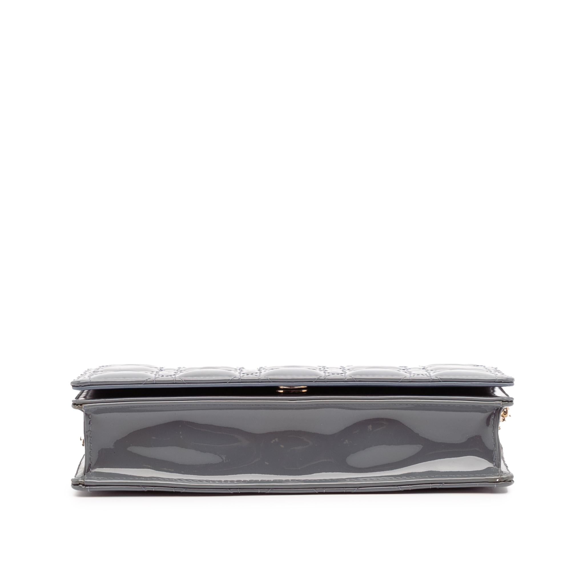 Dior Patent Cannage Lady Dior Wallet On Chain