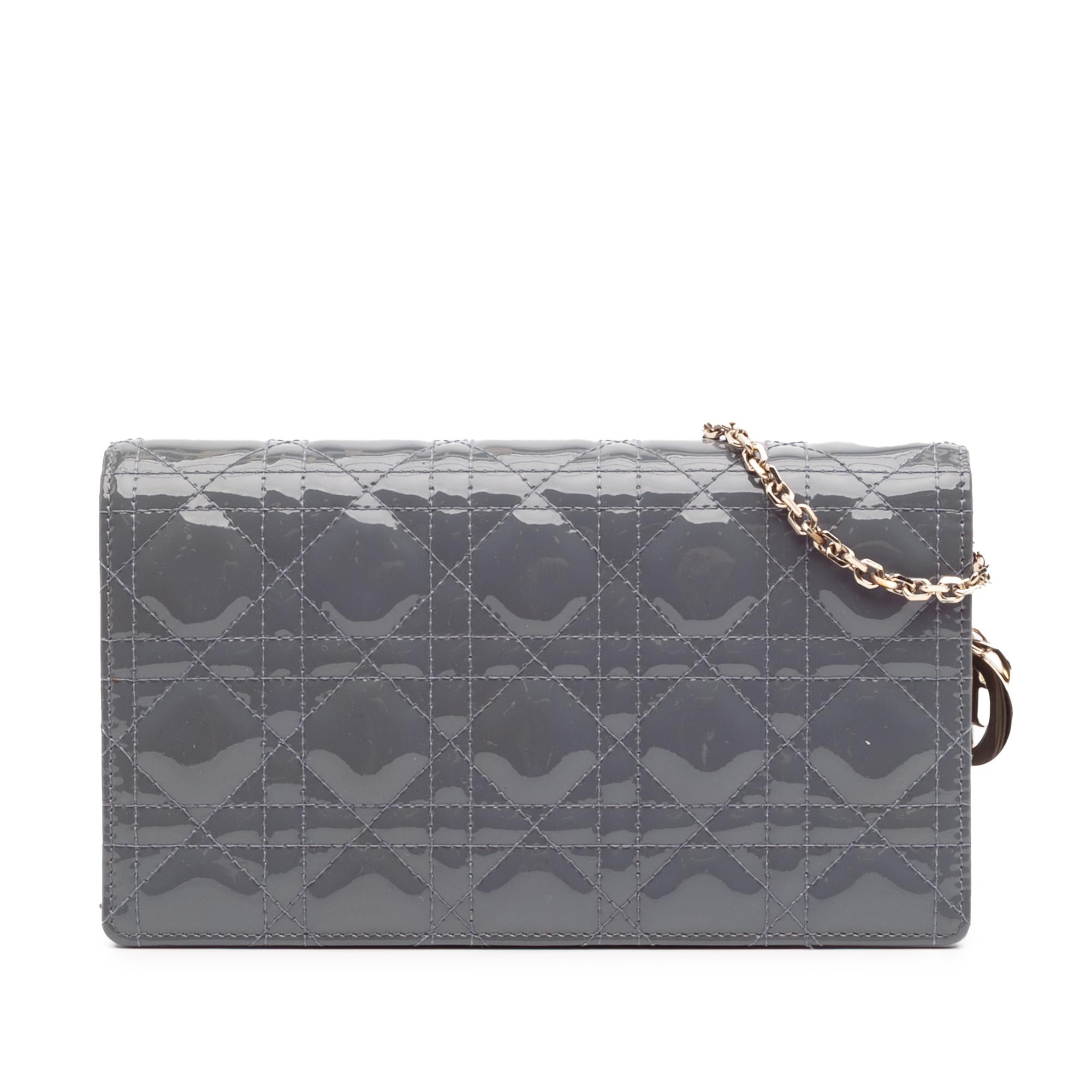 Dior Patent Cannage Lady Dior Wallet On Chain