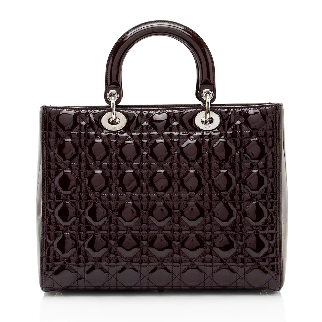Dior Patent Leather Lady Dior Large Tote (SHF-5trAE8)