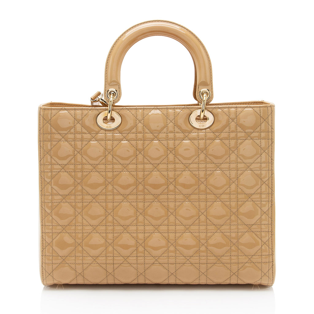 Dior Patent Leather Lady Dior Large Tote (SHF-EZ4EwJ)