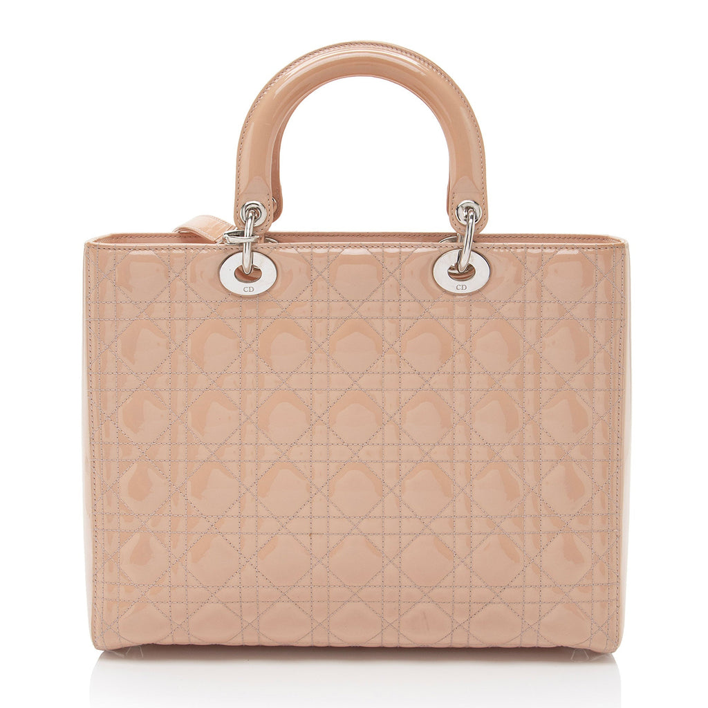 Dior Patent Leather Lady Dior Large Tote (SHF-oF5d9t)