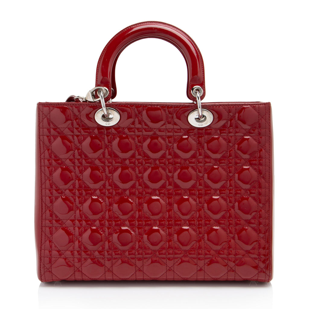 Dior Cannage Patent Leather Lady Dior Large Tote
