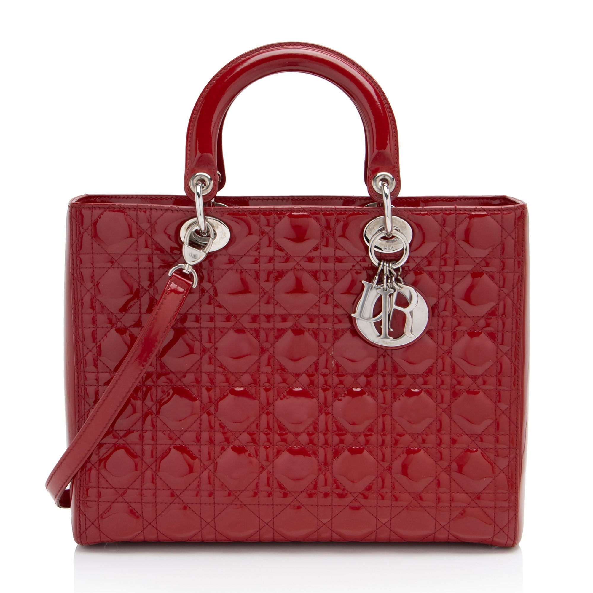 Dior Cannage Patent Leather Lady Dior Large Tote