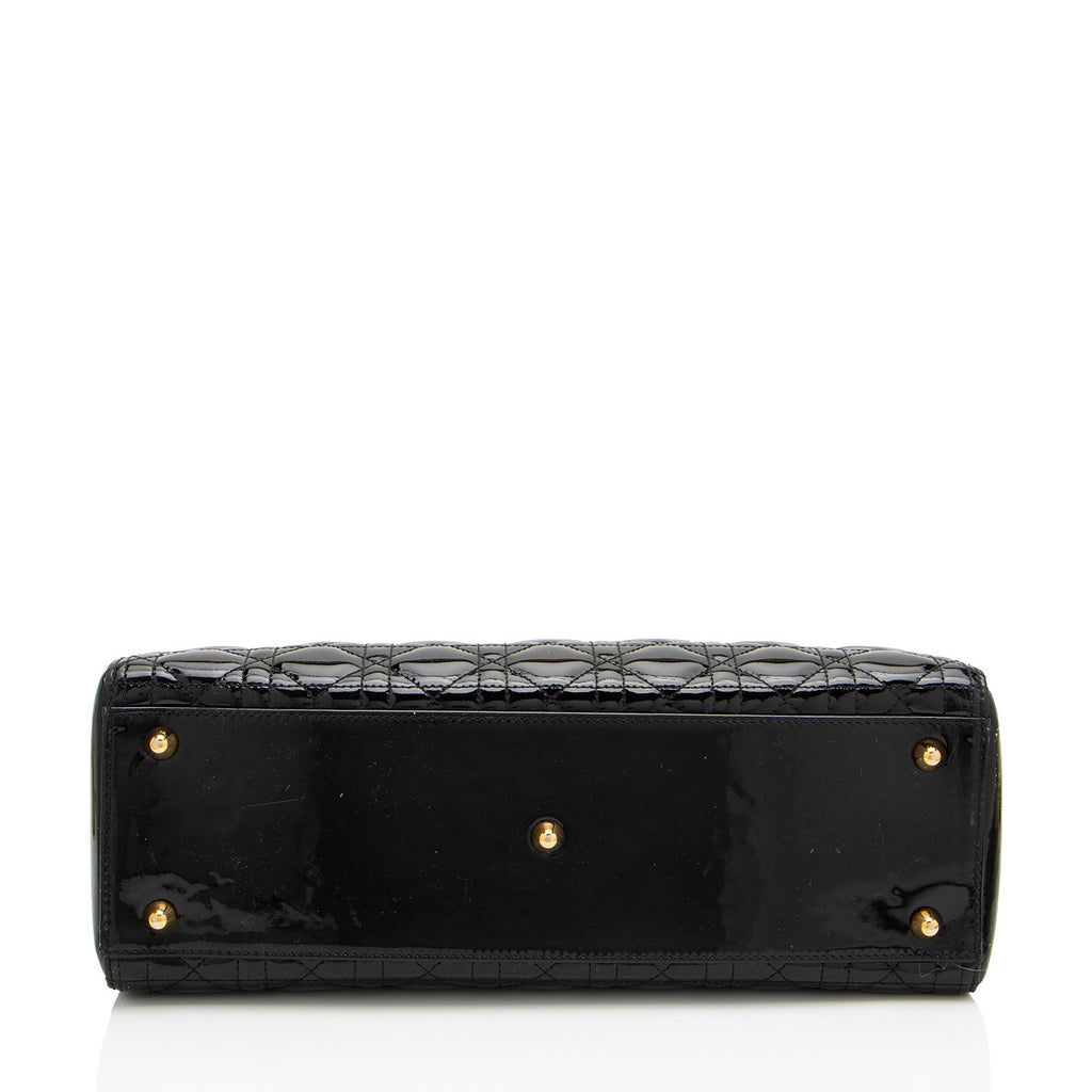 Dior Patent Leather Lady Dior Large Tote (SHF-GVZhUv)