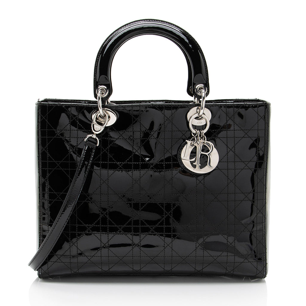 Dior Patent Leather Lady Dior Large Tote