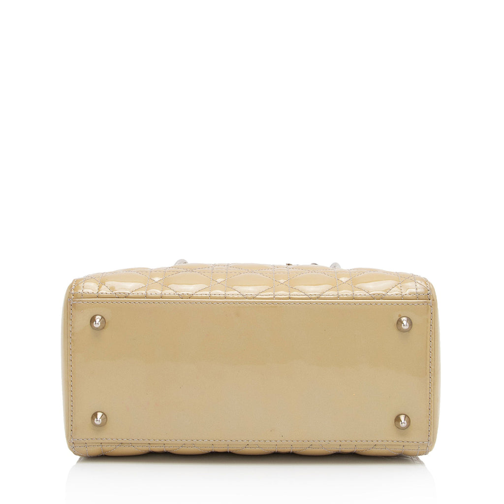 Dior Patent Leather Lady Dior Medium Tote (SHF-595Avu)