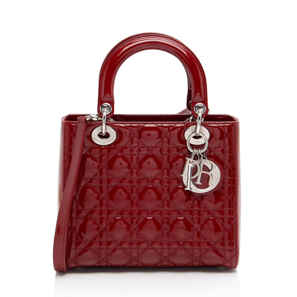 Dior Patent Leather Lady Dior Medium Tote (SHF-Wd5jCB)
