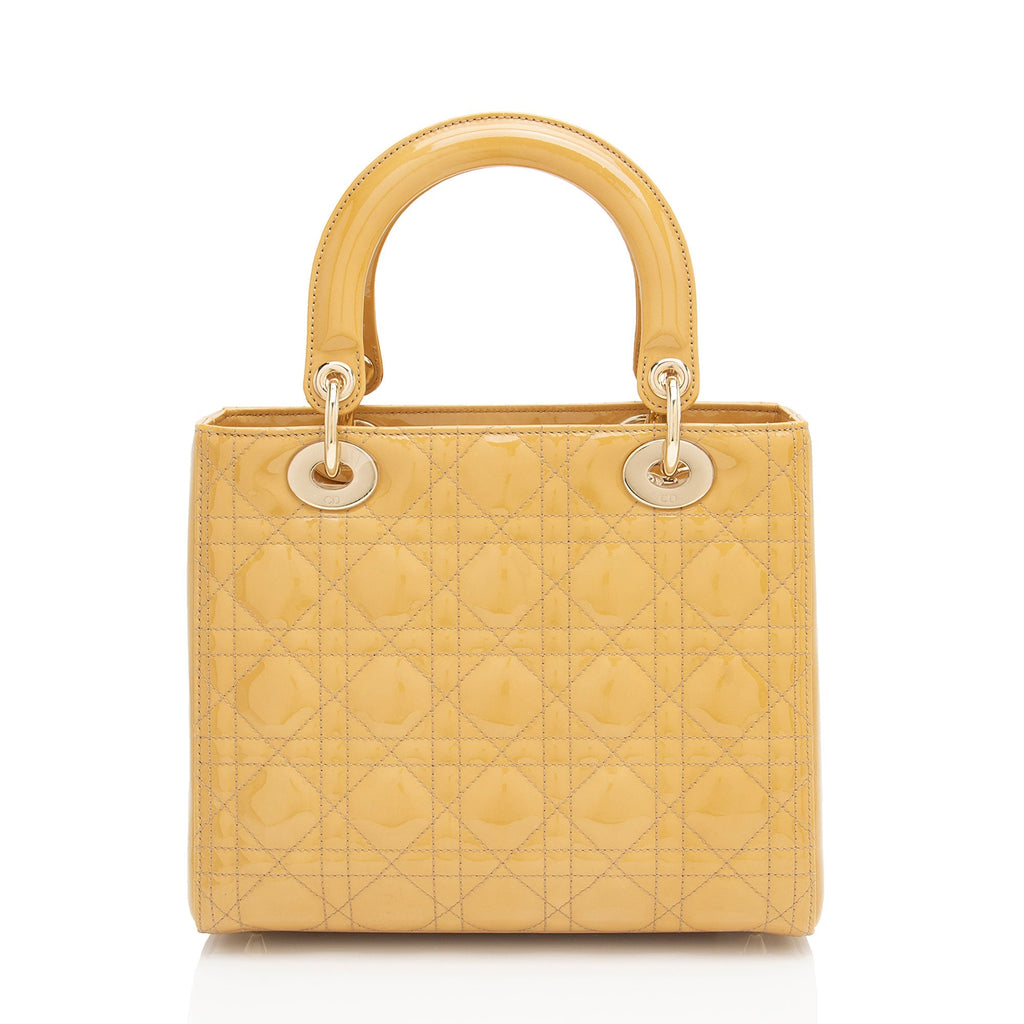 Dior Patent Leather Lady Dior Medium Tote