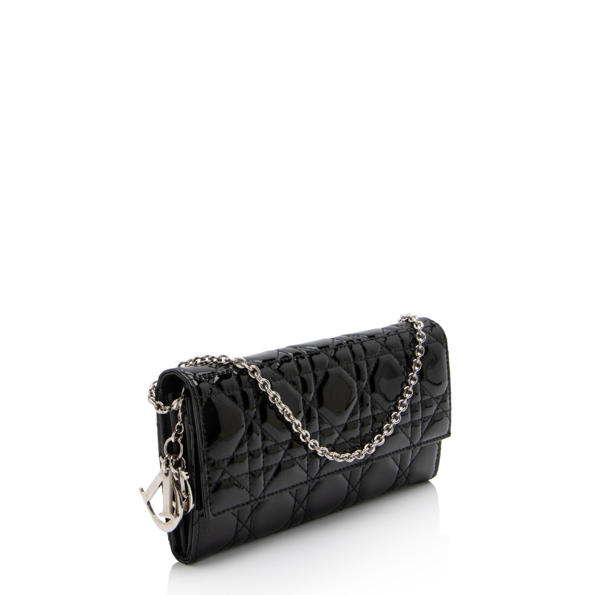Dior Patent Leather Lady Dior Wallet on Chain