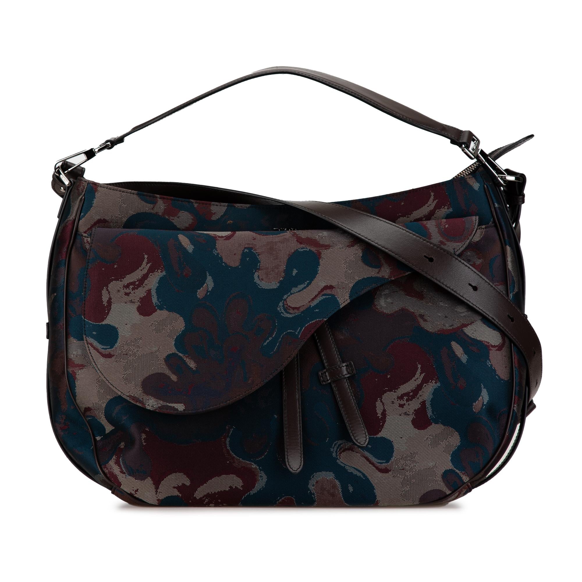 Dior Peter Doig Denim Camouflage Soft Saddle Bag