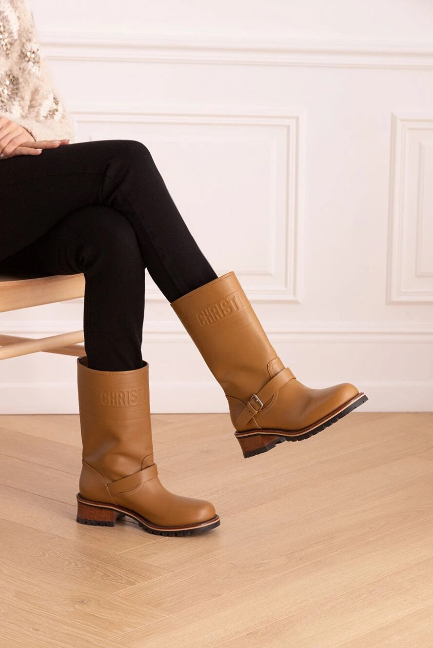 CHRISTIAN DIOR QUEST CALFSKIN LEATHER MID-CALF BOOTS
