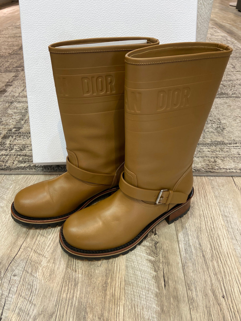 CHRISTIAN DIOR QUEST CALFSKIN LEATHER MID-CALF BOOTS