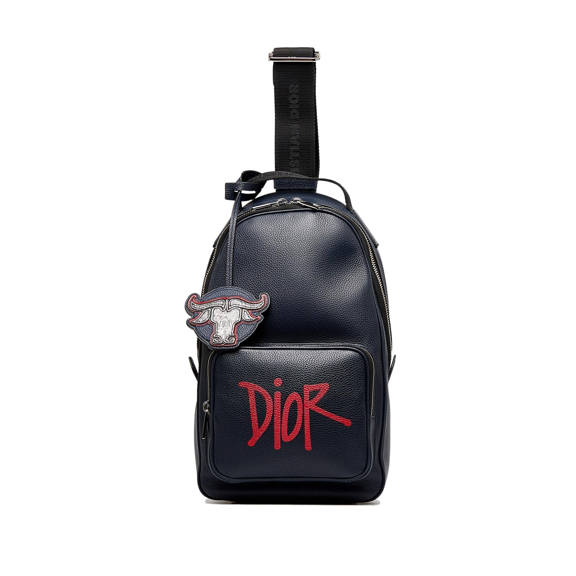Dior Shawn Stussy Grained Calfskin Year of the Ox Sling Bag