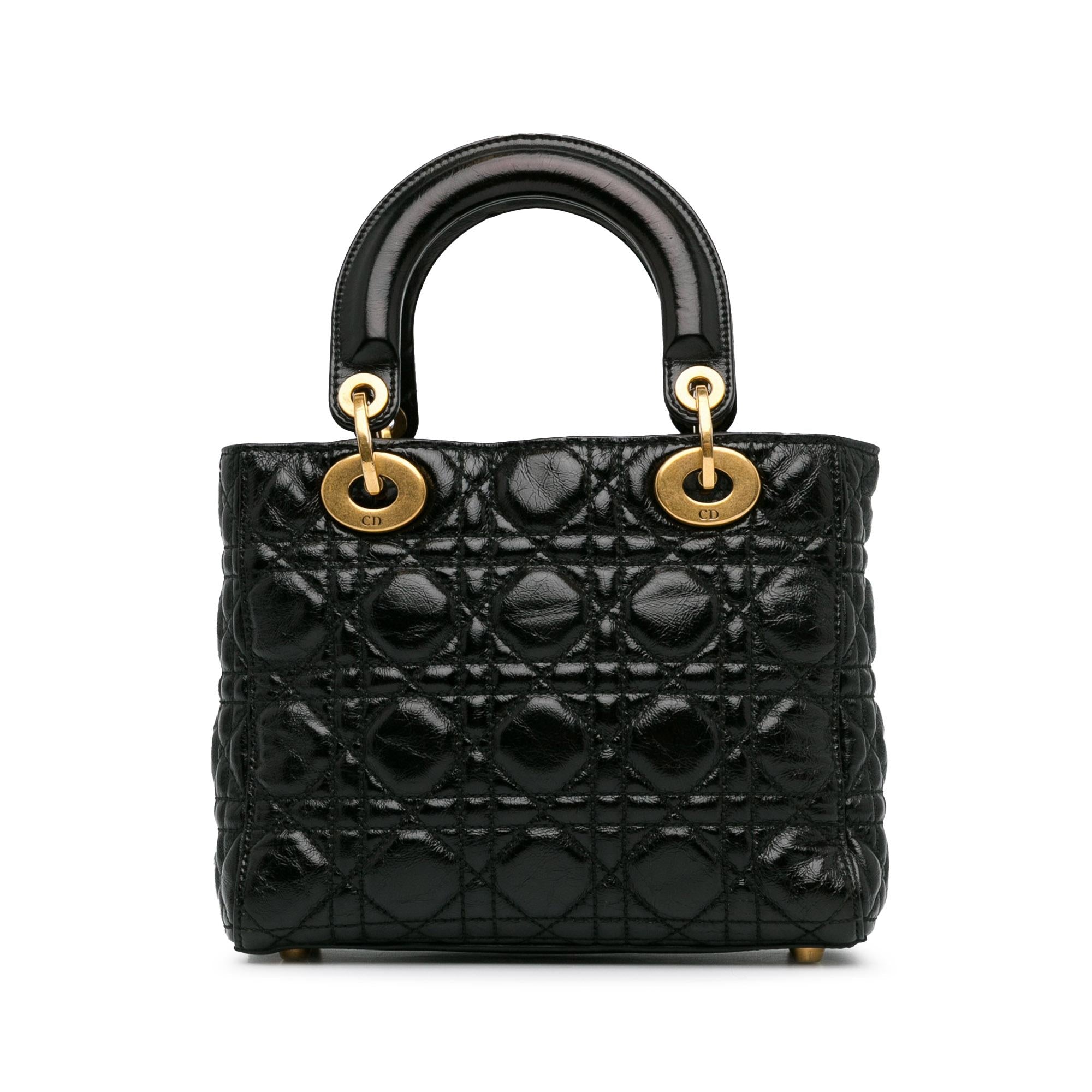 Dior Small Crinkled Patent Cannage Lucky Badges My Lady Dior