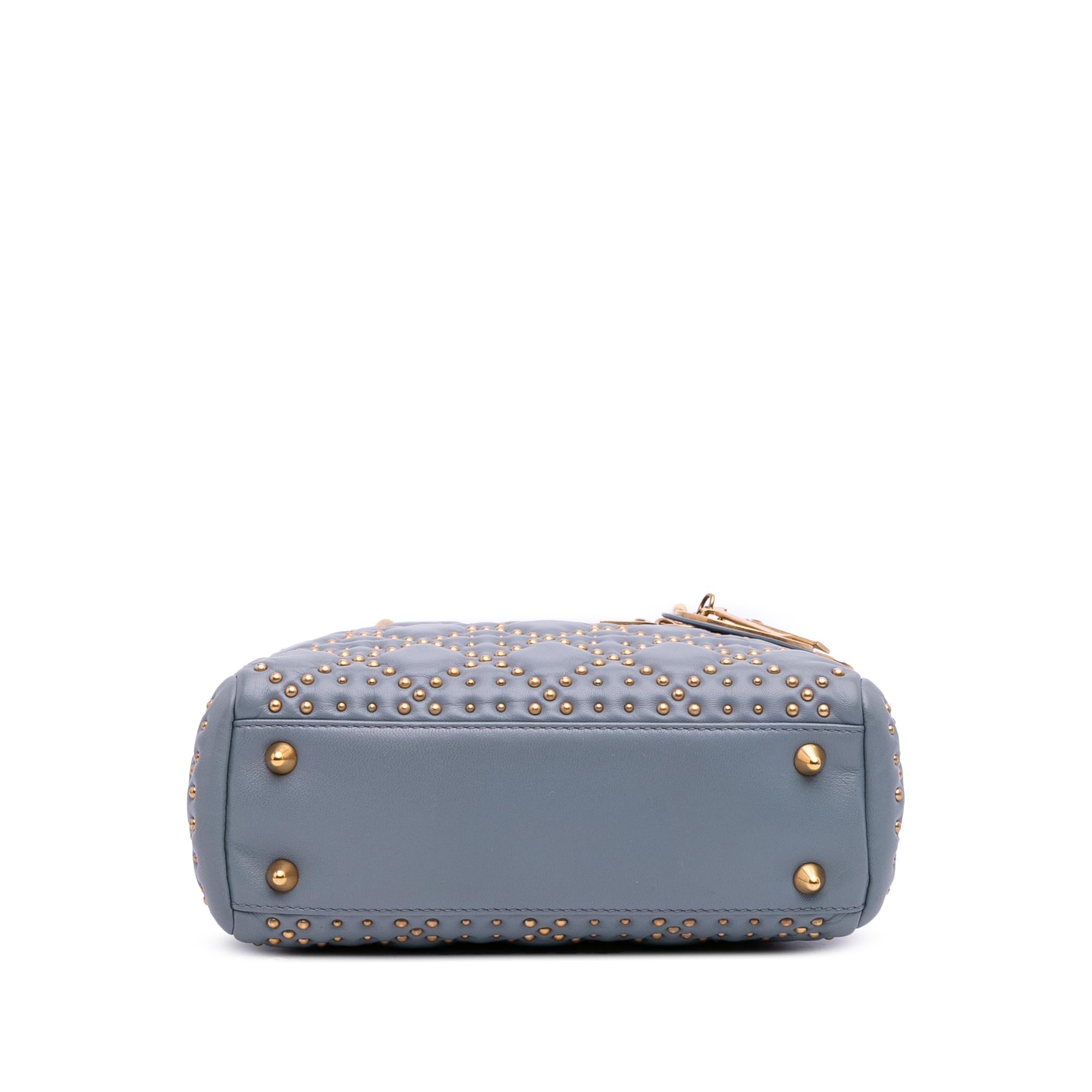 Dior Small Lambskin Cannage Studded Supple Lady Dior