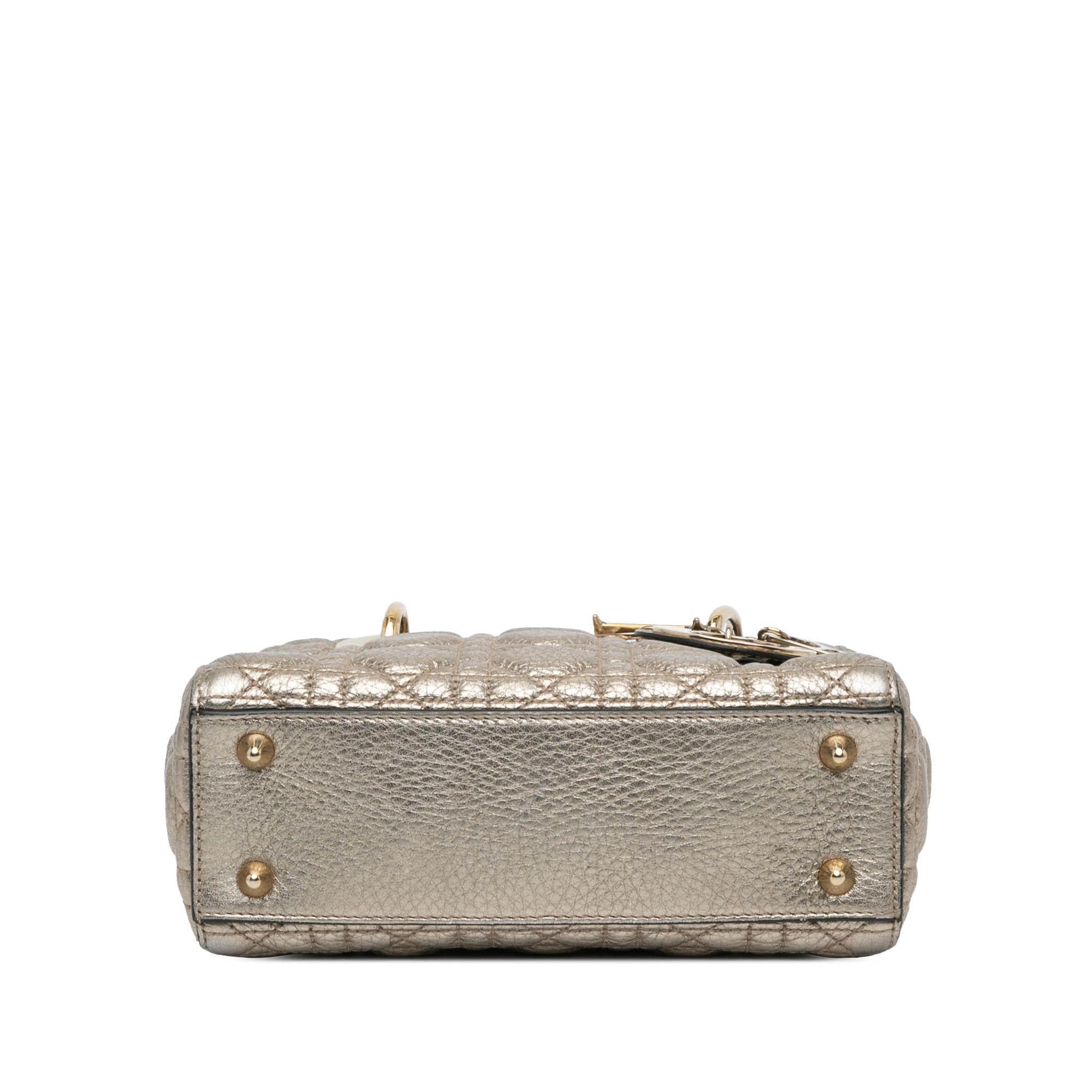 Dior Small Metallic Grained Calfskin Cannage Supple Lady Dior