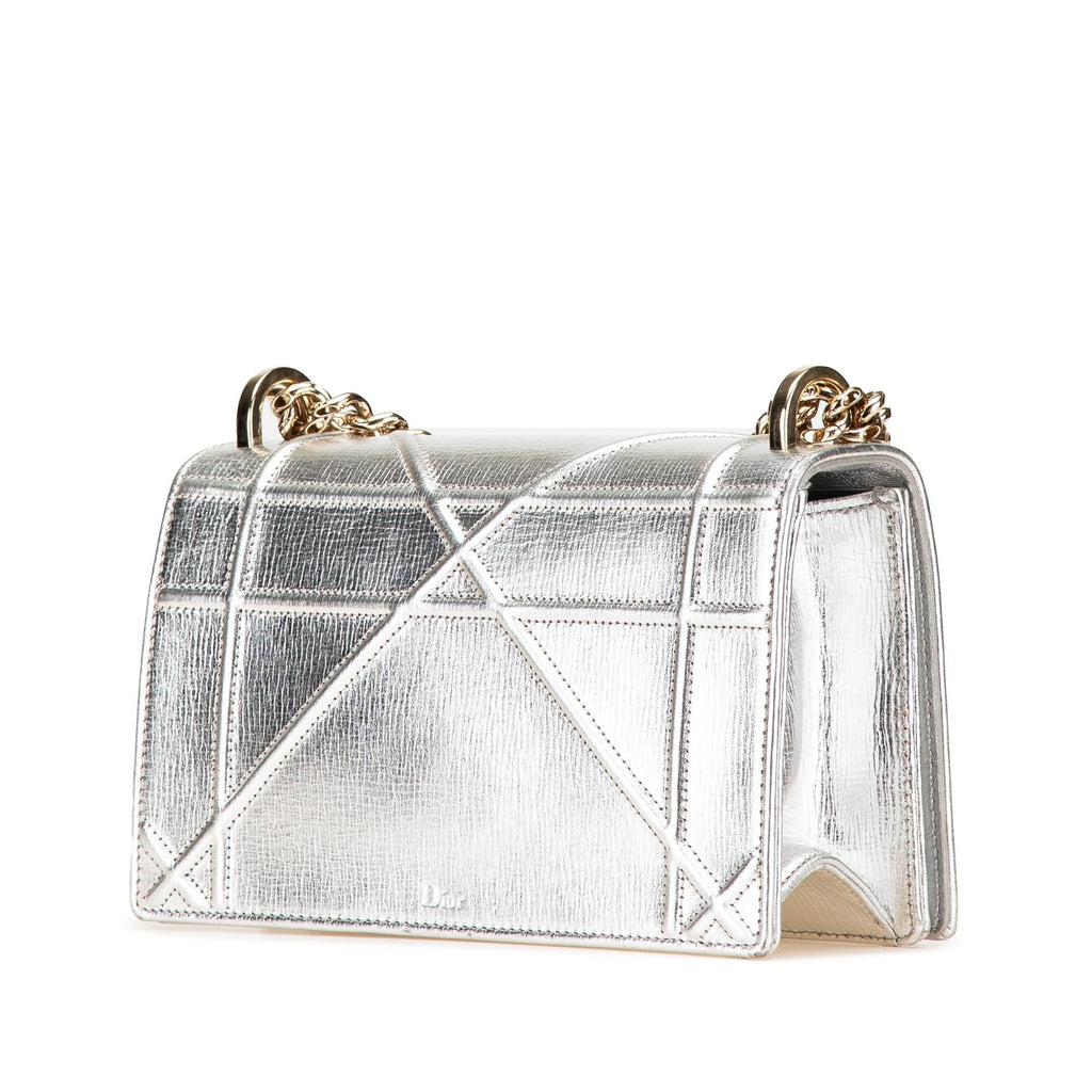 Dior Small Metallic Grained Calfskin Diorama Flap