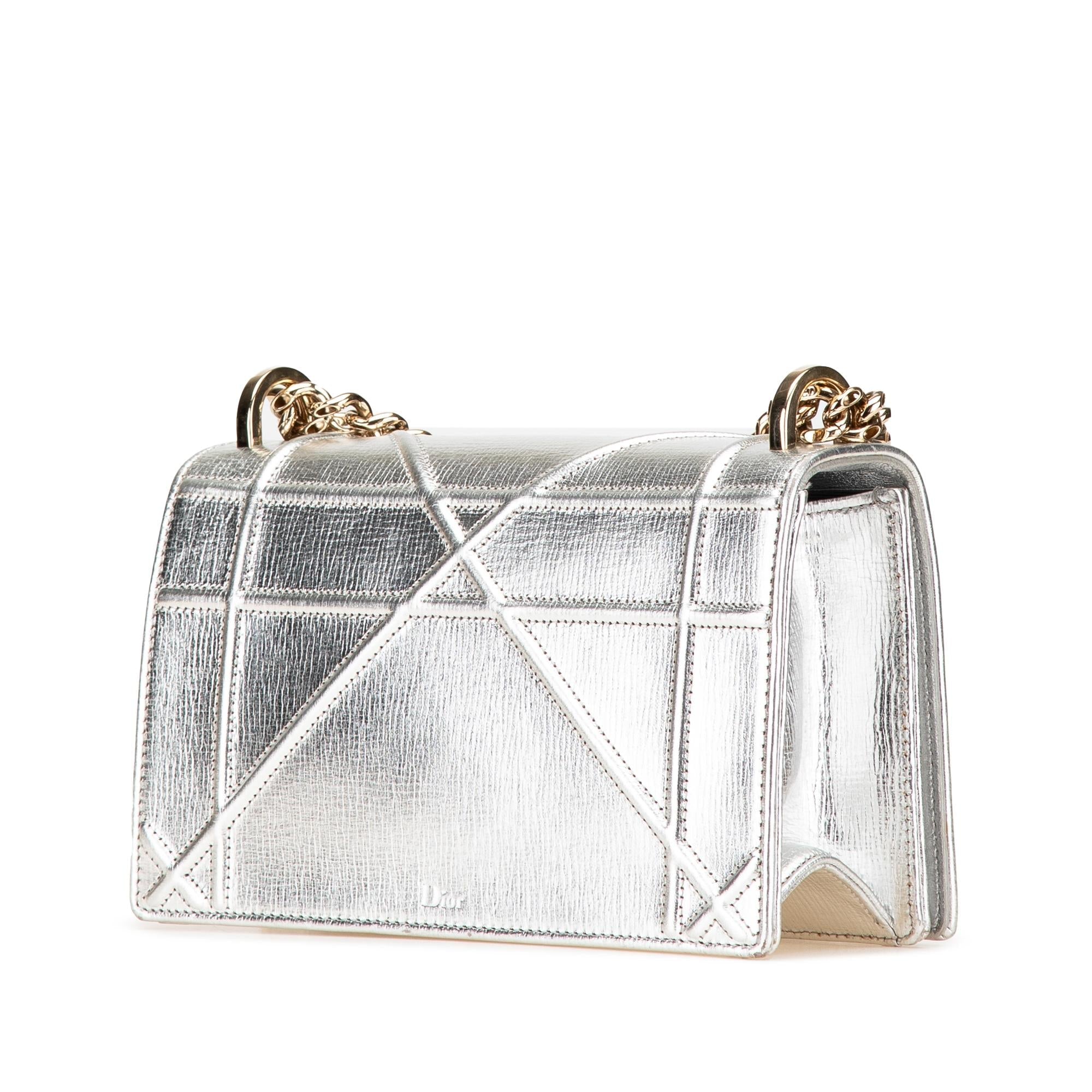 Dior Small Metallic Grained Calfskin Diorama Flap