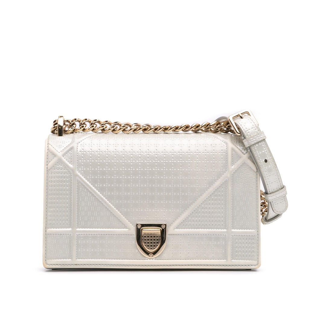 Dior Small Metallic Patent Microcannage Diorama Flap