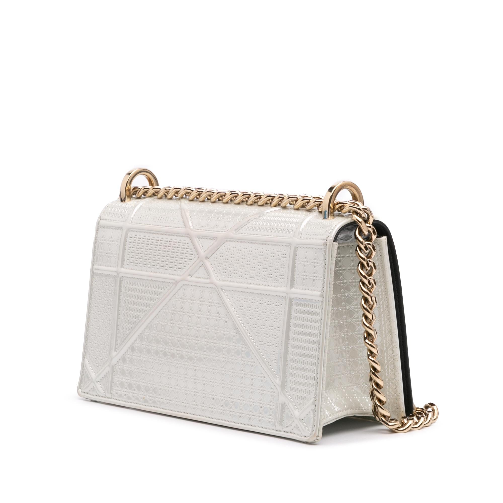 Dior Small Metallic Patent Microcannage Diorama Flap