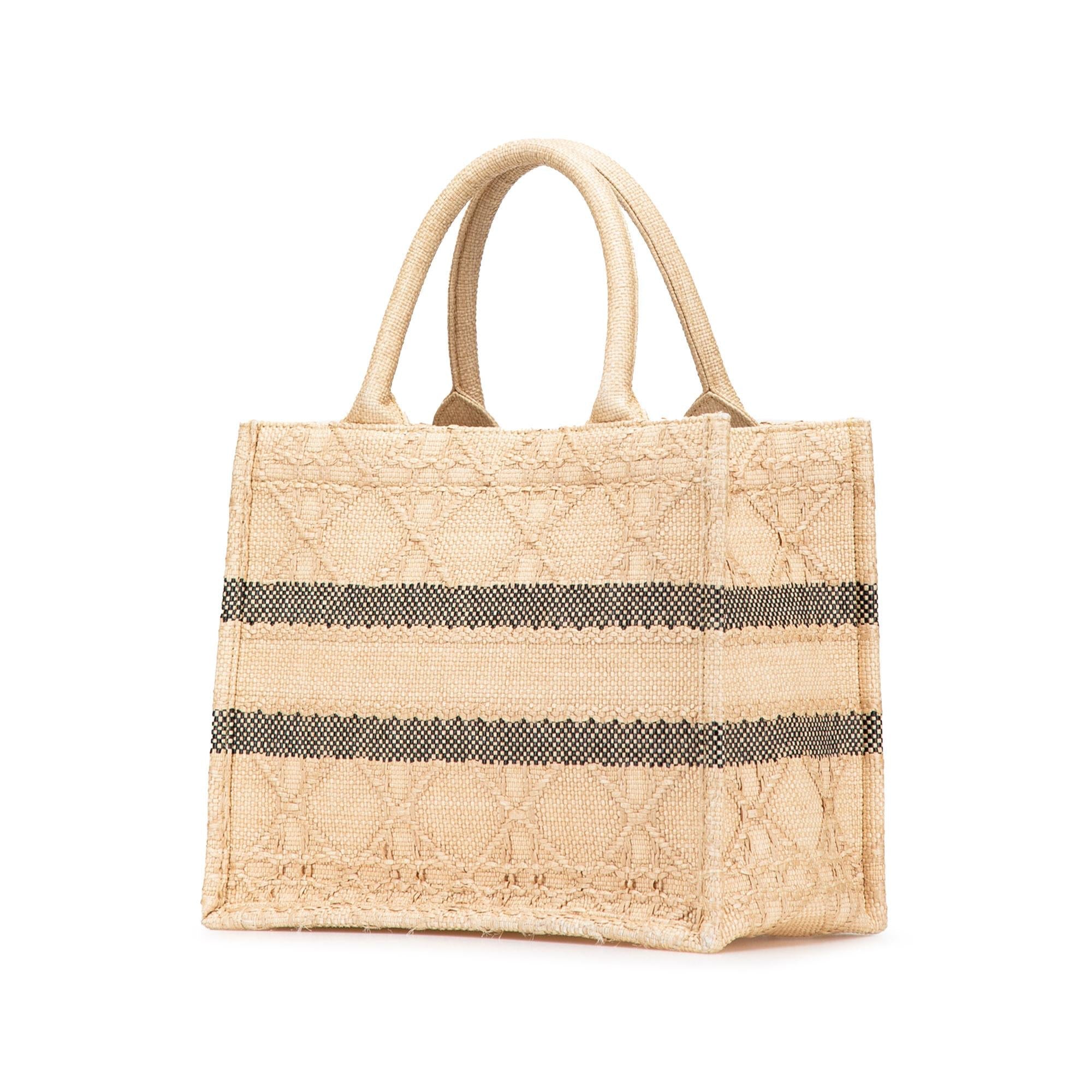 Dior Small Raffia Cannage Book Tote