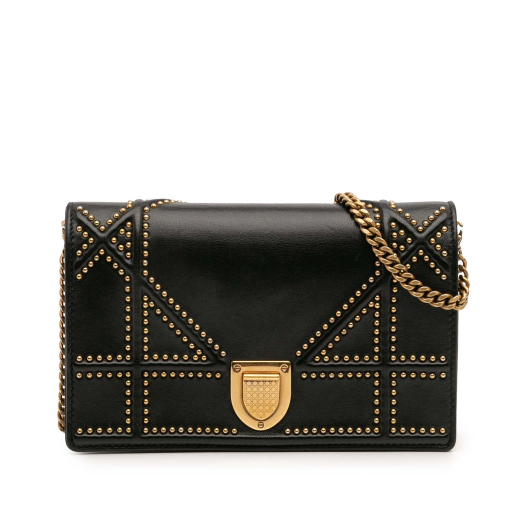 Dior Studded Calfskin Diorama Wallet on Chain