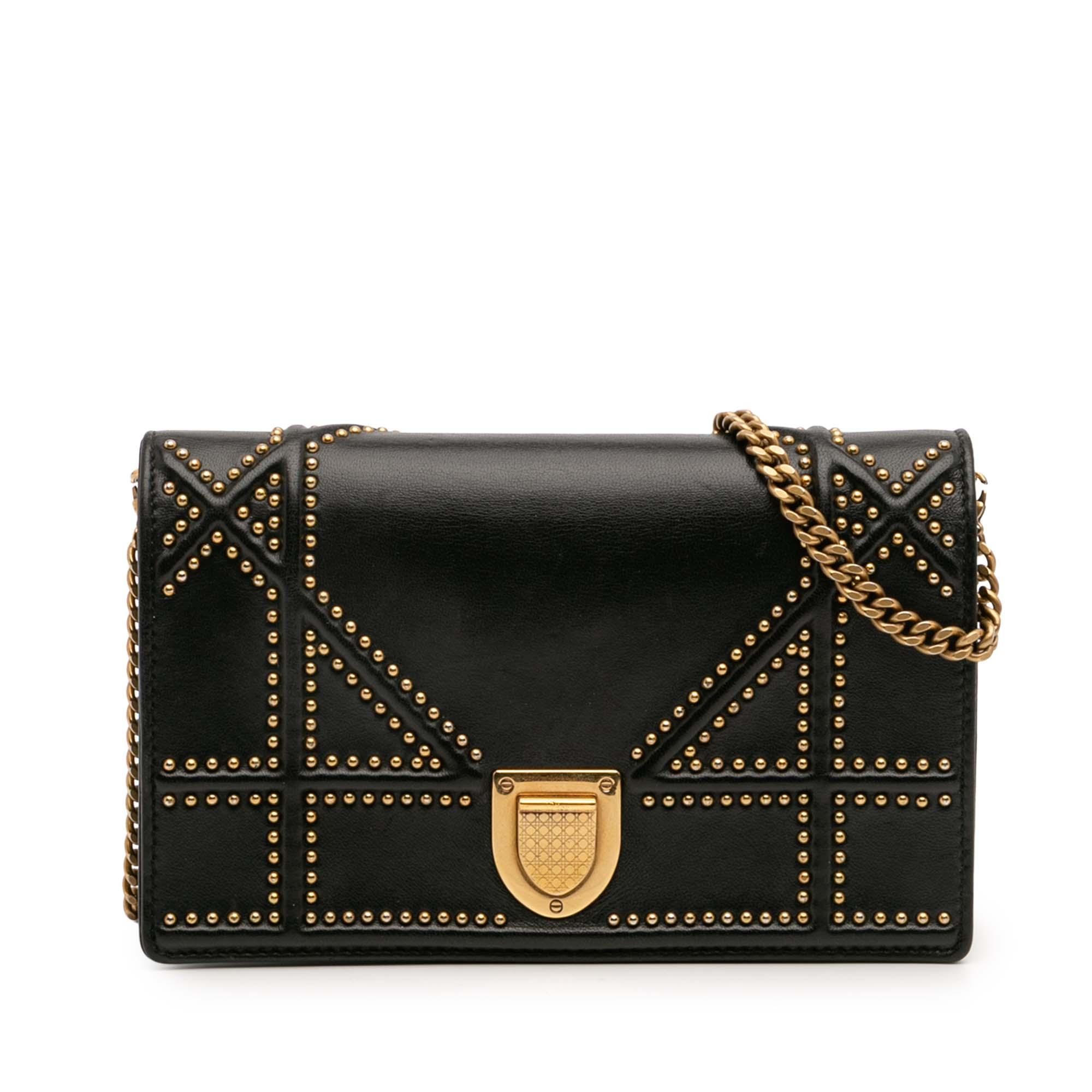 Dior Studded Calfskin Diorama Wallet on Chain