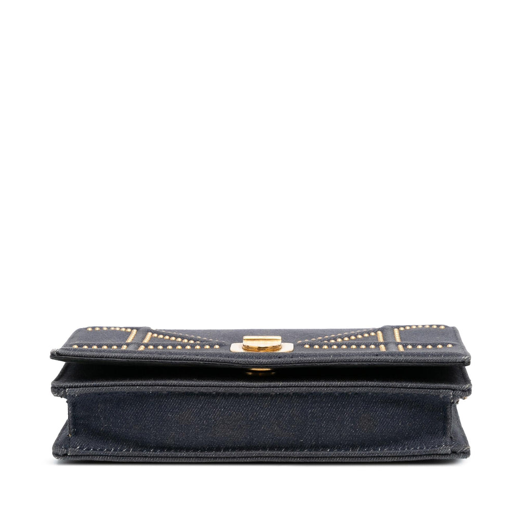 Dior Studded Denim Diorama Wallet on Chain