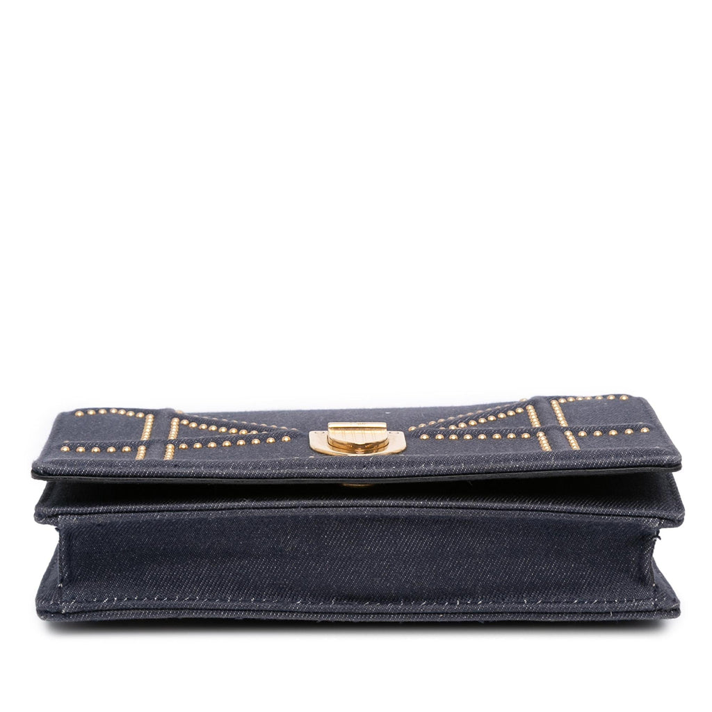 Dior Studded Denim Diorama Wallet on Chain