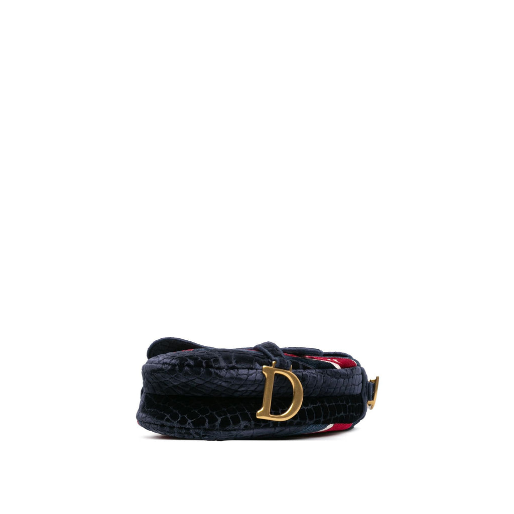 Dior Velvet Embroidered Crocodile Effect Saddle Bag