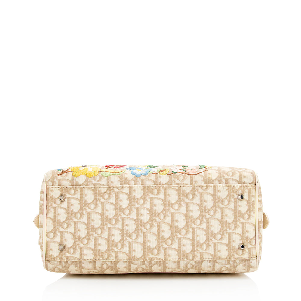 Dior Vintage Embroidered Flowers Satchel (SHF-18817)