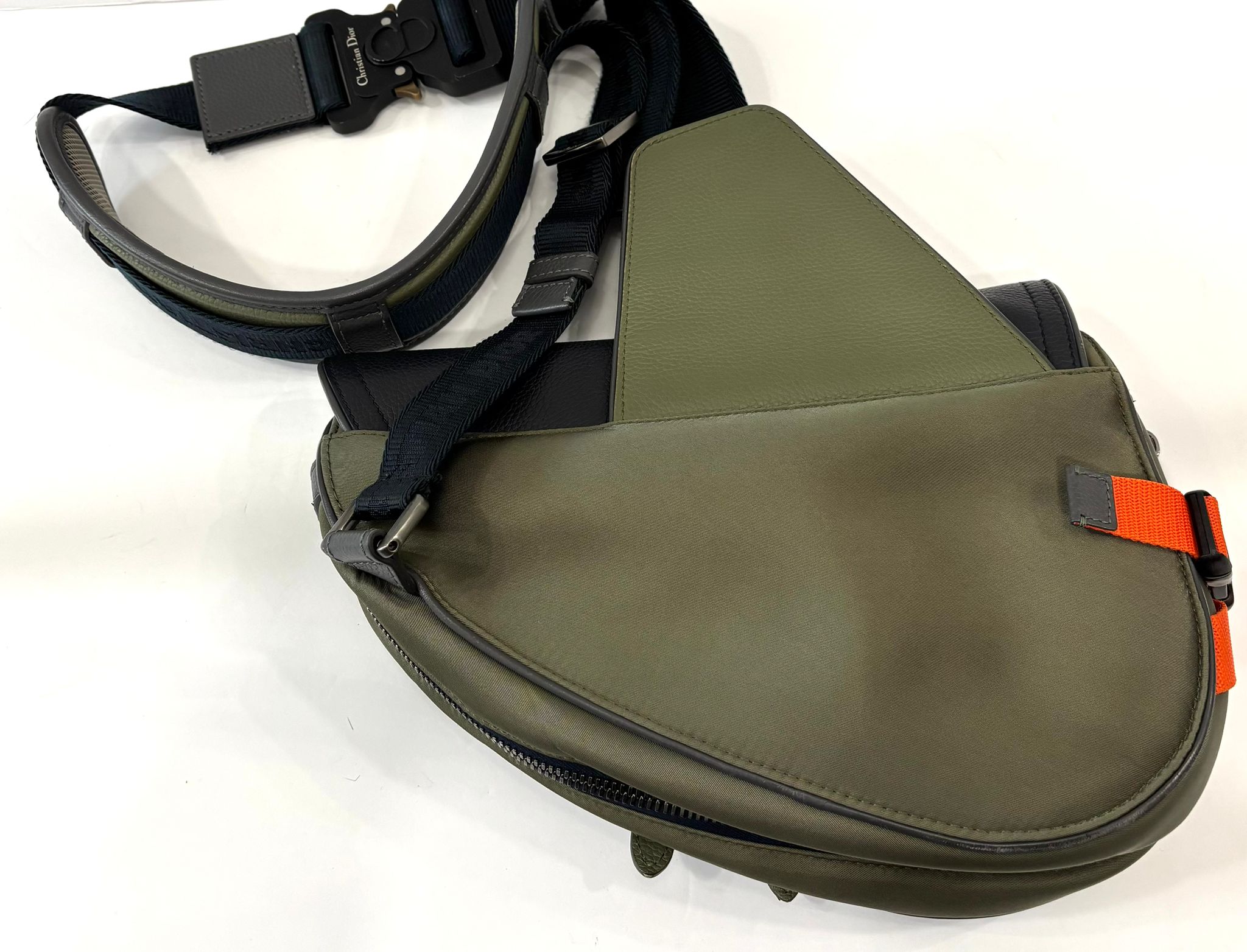 DIOR X SACAI CALFSKIN LEATHER SADDLE BAG