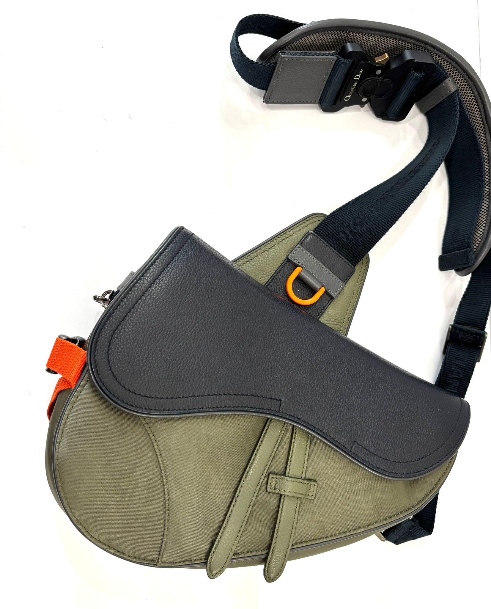 DIOR X SACAI CALFSKIN LEATHER SADDLE BAG