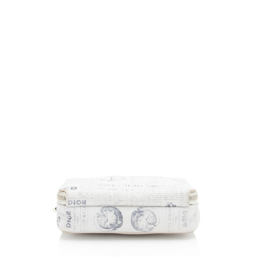 Dior x Daniel Arsham Leather Newsprint Double Zip Crossbody