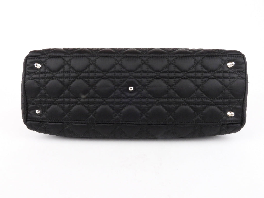 Christian Dior 2009 Black Cannage Quilted Fabric Tote Bag