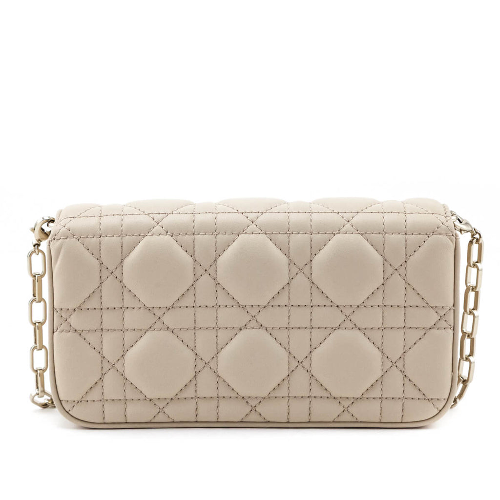 Dior Beige Calfskin Cannage Lady Dior Talk Phone Pouch