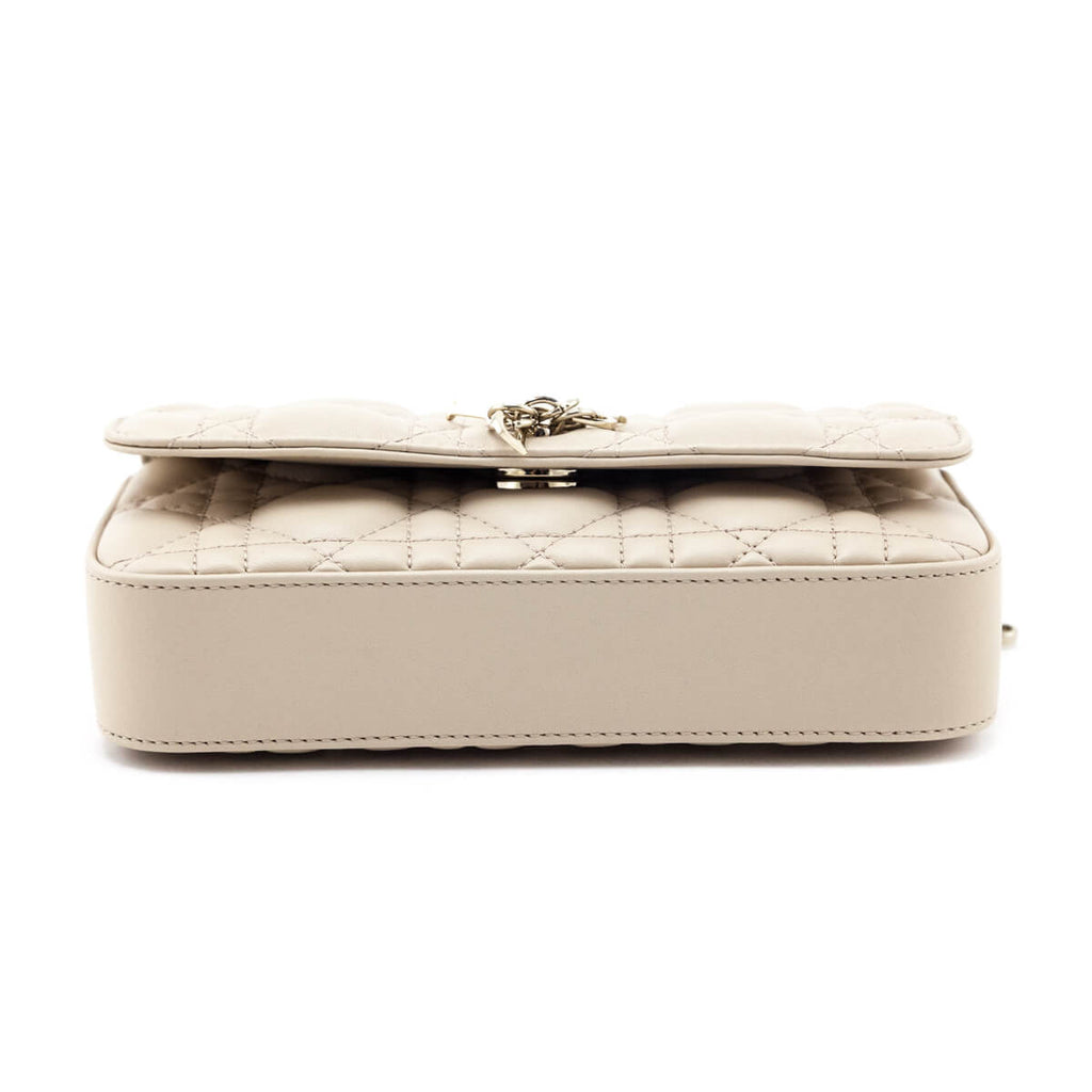 Dior Beige Calfskin Cannage Lady Dior Talk Phone Pouch