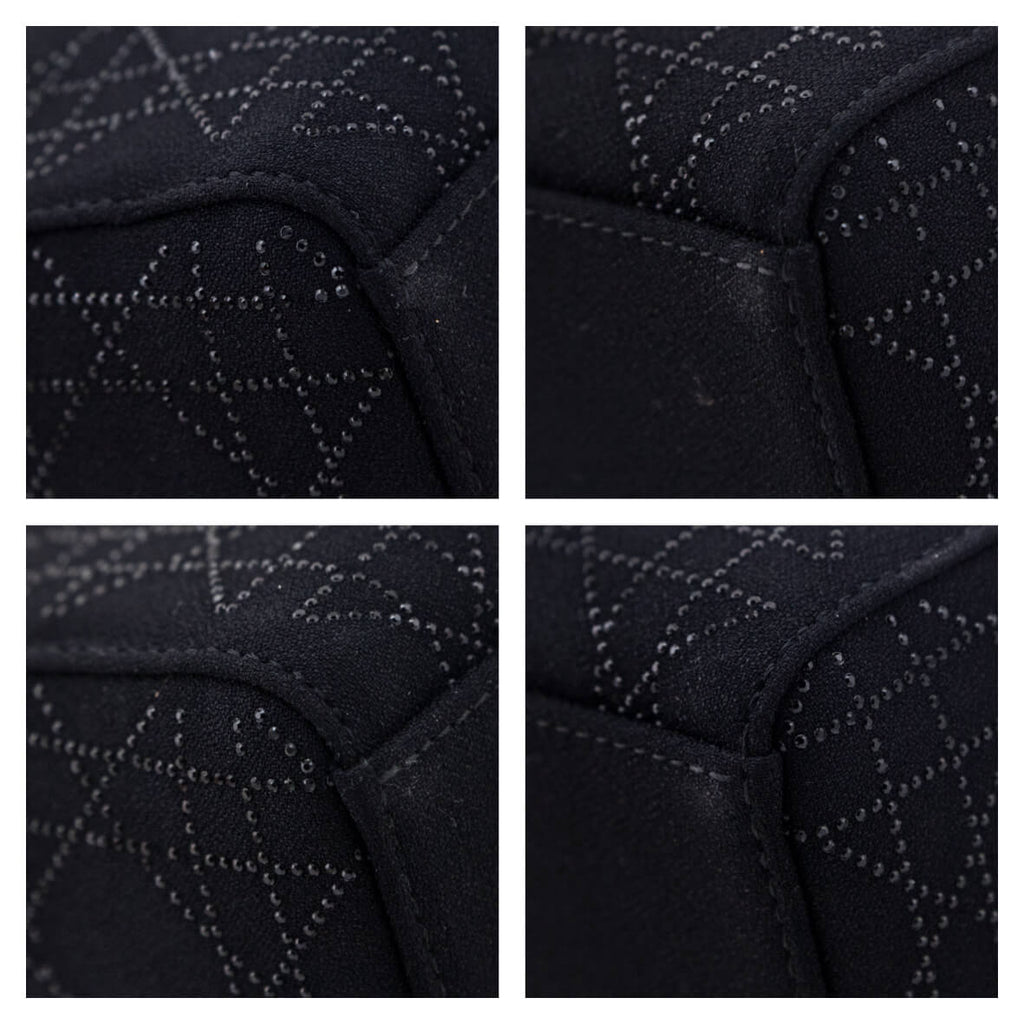 Dior Black Canvas Crystal Studded Cannage Mini Lady Dior