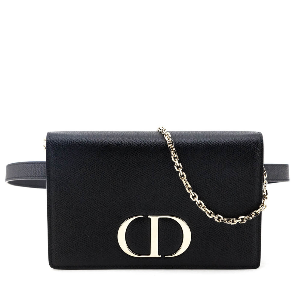 Dior Black Grained Calfskin 2-in-1 30 Montaigne Pouch