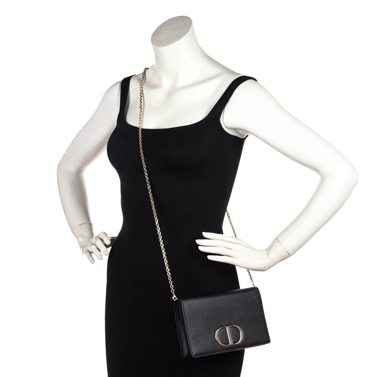 Dior Black Grained Calfskin 2-in-1 30 Montaigne Pouch