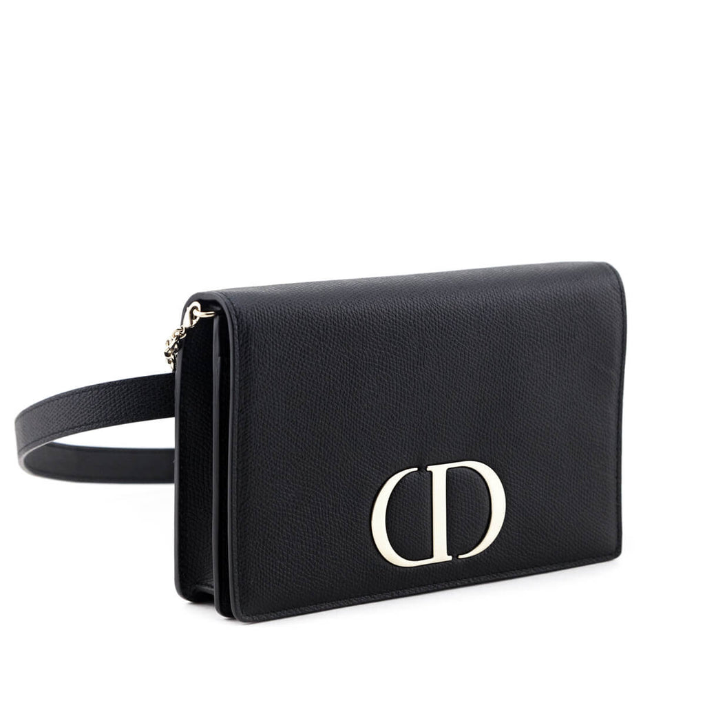 Dior Black Grained Calfskin 2-in-1 30 Montaigne Pouch