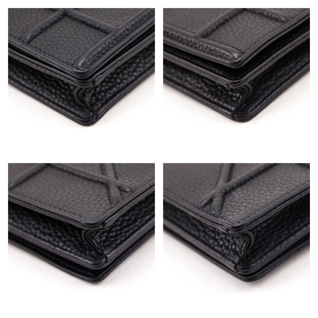 Dior Black Grained Calfskin Diorama Wallet on Chain Clutch
