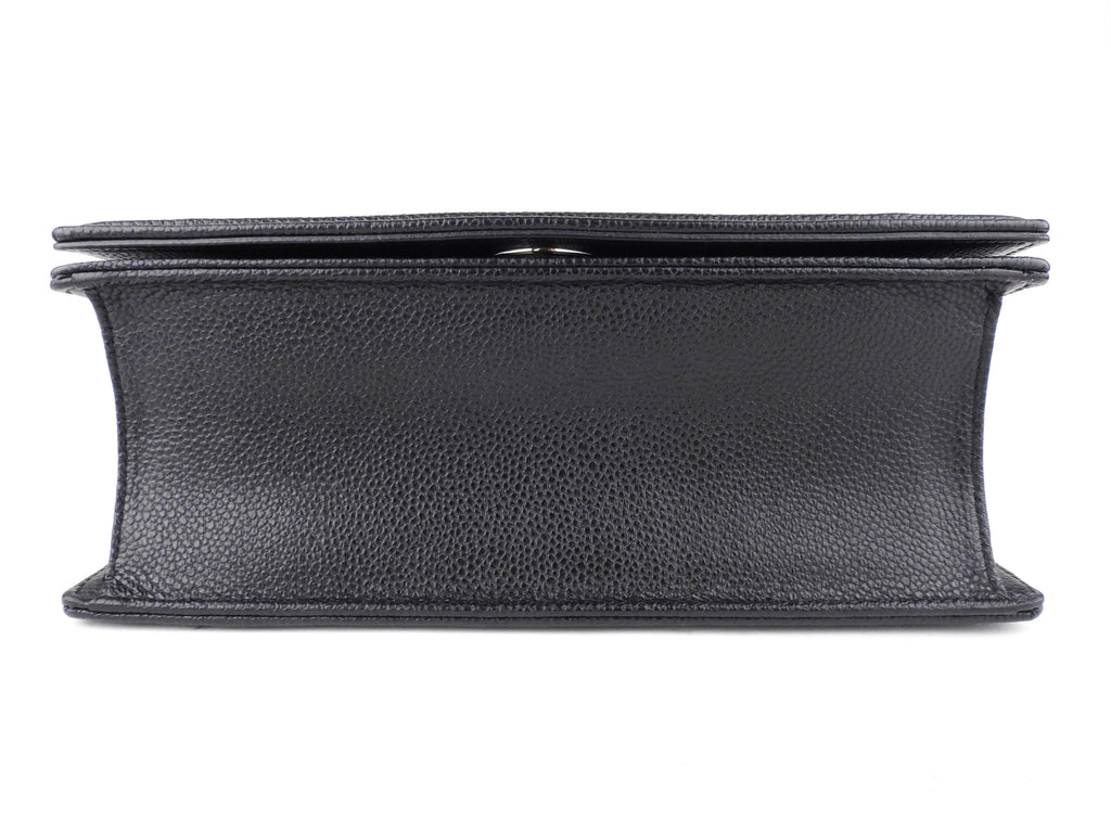 Dior Black Grained Leather Diorama Chain Flap Bag