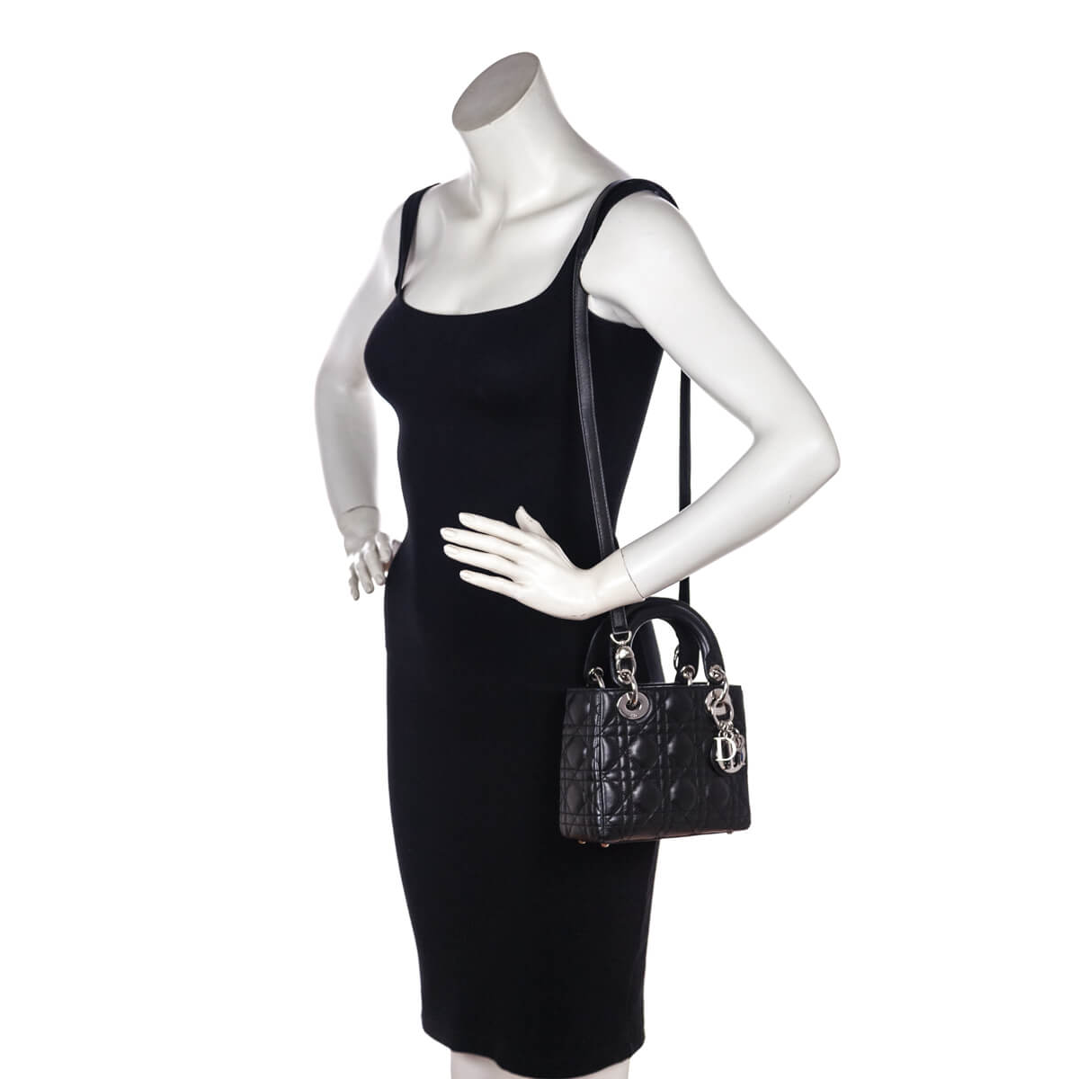 Dior Black Lambskin Cannage Mini Lady Dior