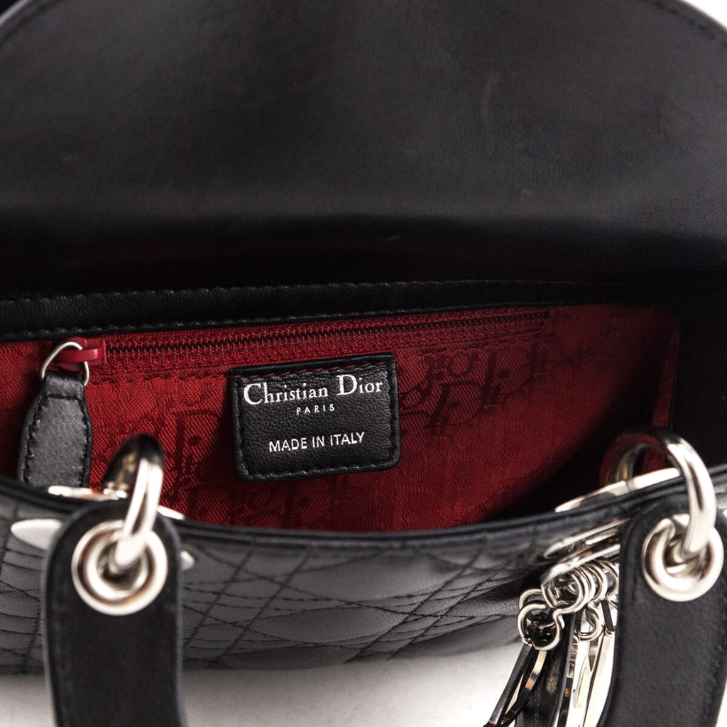 Dior Black Lambskin Cannage Mini Lady Dior