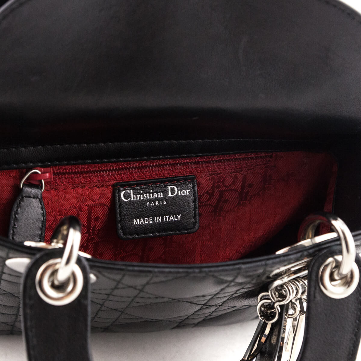 Dior Black Lambskin Cannage Mini Lady Dior